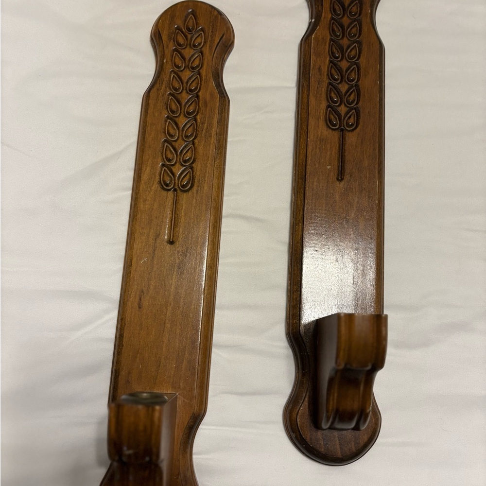 Wooden Wall Candle Holders with Leaf Design